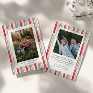 Cartes Pour Fêtes Annuelles Photo à rayures aquarelle