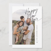 Cartes Pour Fêtes Annuelles Photo Arc moderne Joyeux Jour de l'An Script Noël (Devant)