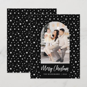 Cartes Pour Fêtes Annuelles Photo Arch Stars Joyeux Noël noir et blanc