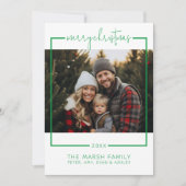Cartes Pour Fêtes Annuelles Photo avec bordure minimale Joyeux Noël vert (Devant)