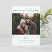 Cartes Pour Fêtes Annuelles Photo avec bordure minimale Joyeux Noël vert (Debout devant)