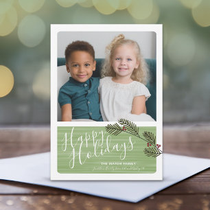 Cartes Pour Fêtes Annuelles Photo avec Branches Whimsical et Script moderne