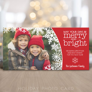 Cartes Pour Fêtes Annuelles Photo avec flocons de neige - joyeux et lumineux N