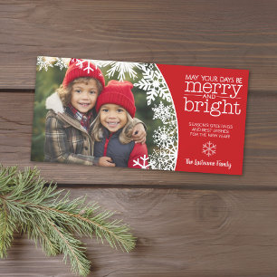 Cartes Pour Fêtes Annuelles Photo avec flocons de neige - joyeux et lumineux N