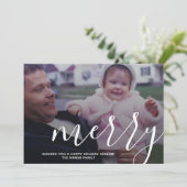 Cartes Pour Fêtes Annuelles Photo avec grand script MERRY recouvert blanc - ve (Debout devant)