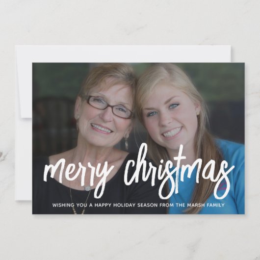 Cartes Pour Fêtes Annuelles Photo avec grand script MERRY superposition blanch (Devant)