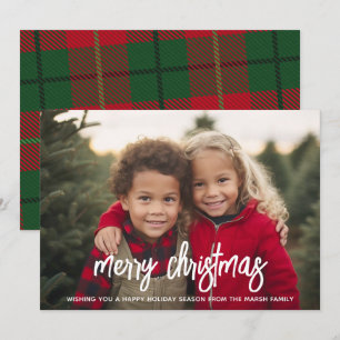 Cartes Pour Fêtes Annuelles Photo avec un énorme script MERRY - Plaid de Noël