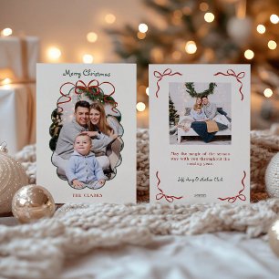 Cartes Pour Fêtes Annuelles Photo avec un joli nœud rouge et une bordure festo