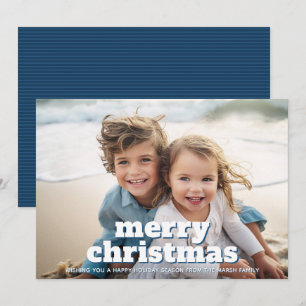 Cartes Pour Fêtes Annuelles Photo avec un joyeux Noël énorme - bleu marine
