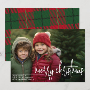Cartes Pour Fêtes Annuelles Photo avec un joyeux Noël énorme - Carreaux Rouge 