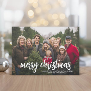 Cartes Pour Fêtes Annuelles Photo avec un joyeux Noël géant - Carreaux Rouge V