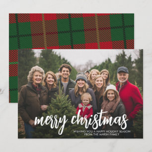 Cartes Pour Fêtes Annuelles Photo avec un joyeux Noël géant - Carreaux Rouge V