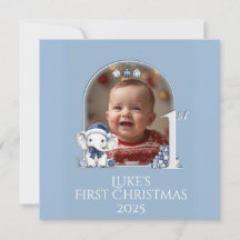 **Photo Baby Boy 1er Christmas Flat Holiday Card