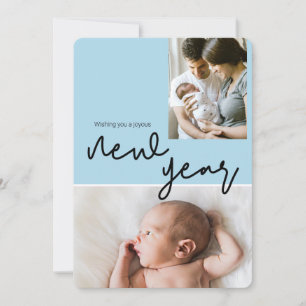 Cartes Pour Fêtes Annuelles Photo Bébé Bleu Personnalisé Bonne année
