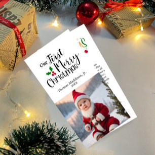 Cartes Pour Fêtes Annuelles Photo Bébé Notre premier joyeux voeux de Noël
