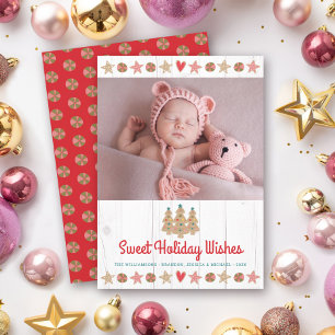 Cartes Pour Fêtes Annuelles Photo Biscuit de Noël Mignon Douce Souhaits Bois R