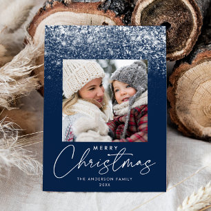 Cartes Pour Fêtes Annuelles Photo Bleu Marine Joyeux Noël Congère