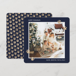 Cartes Pour Fêtes Annuelles Photo Bleu Or Joyeuses Fêtes Patte