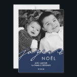 Cartes Pour Fêtes Annuelles Photo bleue de Joyeux Noël<br><div class="desc">Personnalisez ces cartes photos modernes et uniques de Noël avec vos images de famille de favori et message fait sur commande.</div>