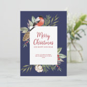 Cartes Pour Fêtes Annuelles Photo Bleue du feuillage de Noël (Debout devant)