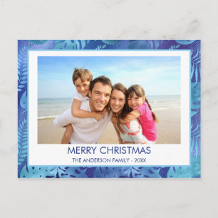 CARTES POUR FÊTES ANNUELLES PHOTO BLEUE TROPICALE HAWAÏENNE DE JOYEUX NOËL