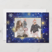 Cartes Pour Fêtes Annuelles Photo Blue Gold Snowflake Noël Noël Noël (Devant)