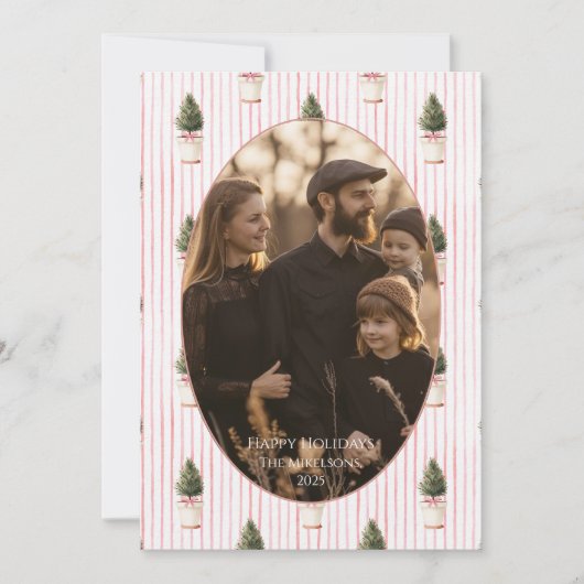 Cartes Pour Fêtes Annuelles Photo Blush Christmas Tree Stripe (Devant)