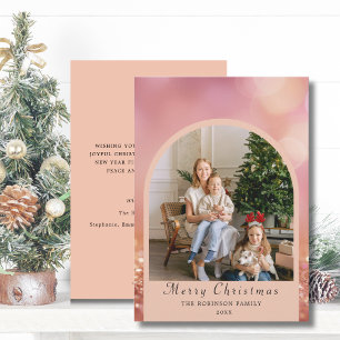 Cartes Pour Fêtes Annuelles Photo Blush rose moderne Joyeux Noël