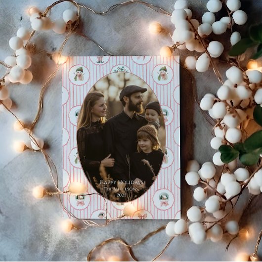 Cartes Pour Fêtes Annuelles Photo Blush Snowman Christmas