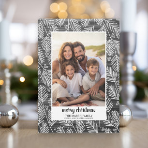 Cartes Pour Fêtes Annuelles Photo - Bordure Pin Noir - texte Joyeux Noël