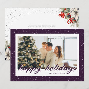 Cartes Pour Fêtes Annuelles Photo botanique à l'aquarelle neigeuse violette mo