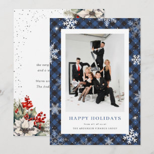 Cartes Pour Fêtes Annuelles Photo botanique aquarelle bleue pour entreprise