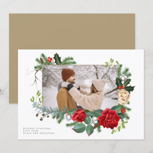 Cartes Pour Fêtes Annuelles Photo botanique de vacances d'hiver personnalisée