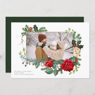 Cartes Pour Fêtes Annuelles Photo botanique de vacances d'hiver personnalisée