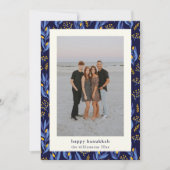 Cartes Pour Fêtes Annuelles Photo botanique moderne Boho Blue Yellow Hanoukka (Devant)