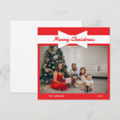 Cartes Pour Fêtes Annuelles Photo Bow blanc Noël rouge (Devant / Derrière)