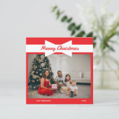 Cartes Pour Fêtes Annuelles Photo Bow blanc Noël rouge (Debout devant)