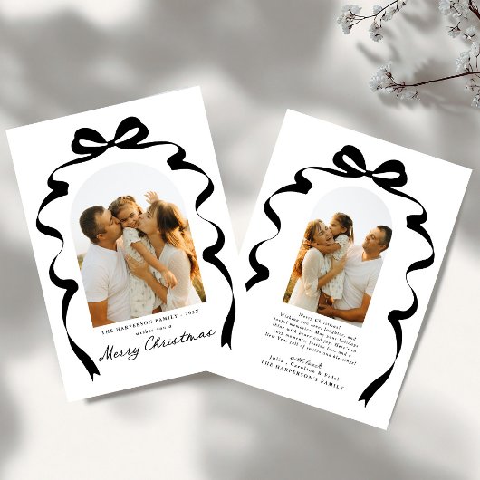 Cartes Pour Fêtes Annuelles Photo Bow moderne Joyeux Arche de Noël