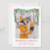 Cartes Pour Fêtes Annuelles Photo Bow moderne mariée & Noël brillant (Devant)