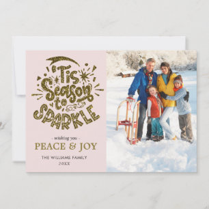 Cartes Pour Fêtes Annuelles Photo brillant pailleté or Vœux de paix et de joie
