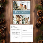 Cartes Pour Fêtes Annuelles Photo Buon Natale 3<br><div class="desc">Cette fabuleuse carte postale de vacances de 3 photos avec "Buon Natale!" dans une police de caractères de script moderne et votre nom de famille et année dans une police de caractères casquettes traditionnelle impeccable en blanc sur bleu poussiéreux est parfait pour envoyer à votre famille et vos amis. Tout...</div>