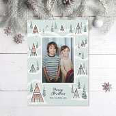 Cartes Pour Fêtes Annuelles Photo Cabine d'hiver Green blue Snowy