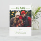 Cartes Pour Fêtes Annuelles Photo Cadre simple - Vert Joyeux Noël minimal (Debout devant)