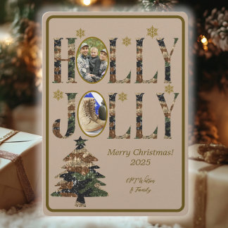 Cartes Pour Fêtes Annuelles Photo Camo Holly Jolly Joyeux Noël