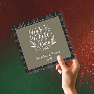 Cartes Pour Fêtes Annuelles Photo Carré de Noël « Un Enfant Nous Est Né »