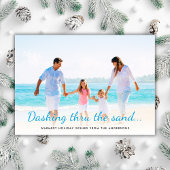 Cartes Pour Fêtes Annuelles Photo chic tropical côtier "Dashing Thru The Sand"