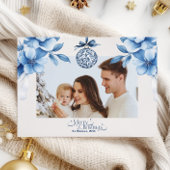 Cartes Pour Fêtes Annuelles Photo Chinoiserie Chic Bleu Noël