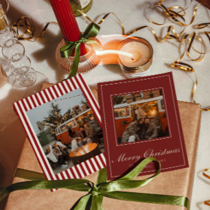 Cartes Pour Fêtes Annuelles Photo classique argent ancien vintage Noël rayures