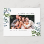 Cartes Pour Fêtes Annuelles Photo classique de Noël blanc Eucalyptus Vert (Devant)