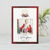 Cartes Pour Fêtes Annuelles Photo classique de Noël Floral Crest (Debout devant)